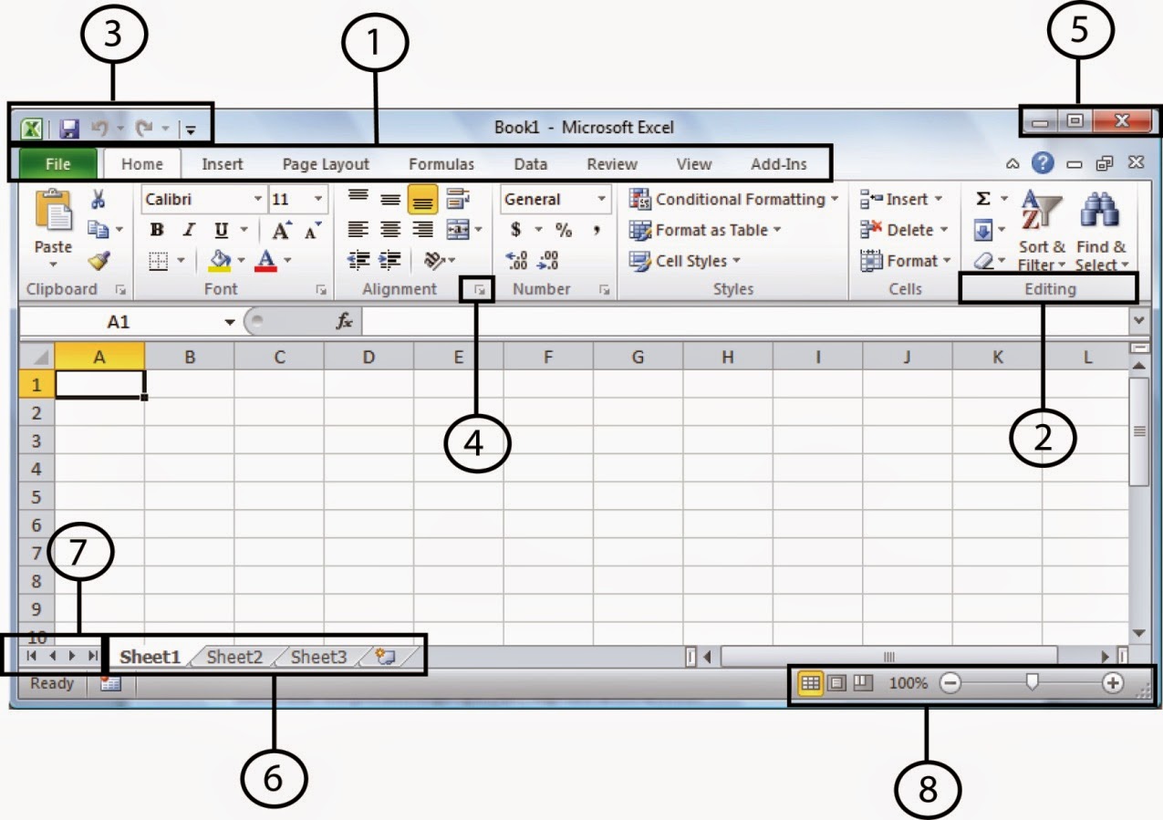 Fungsi Menu Dari Tampilan Lembar Kerja Ms  Excel  2007 