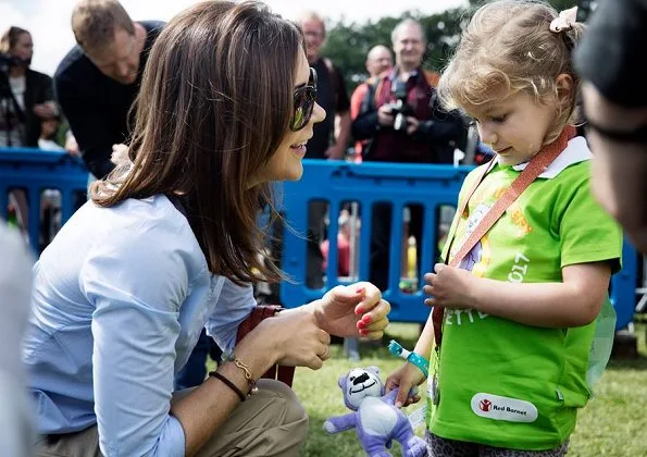 Crown Princess Mary attended the Children's Relay 2017 held at the Fælledparken in Copenhagen as patron of the Mary Foundation