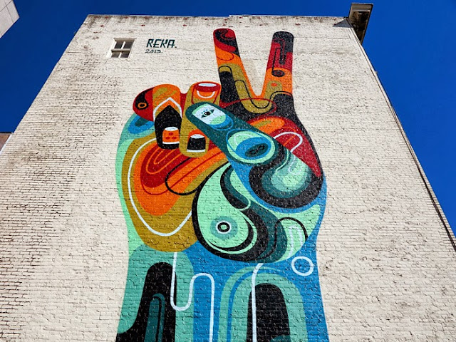 "Peace, Man" New Street Art Mural By Australian Artist REKA in San Francisco, USA 3