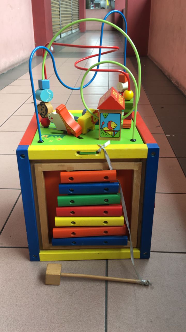 imaginarium wooden activity cube