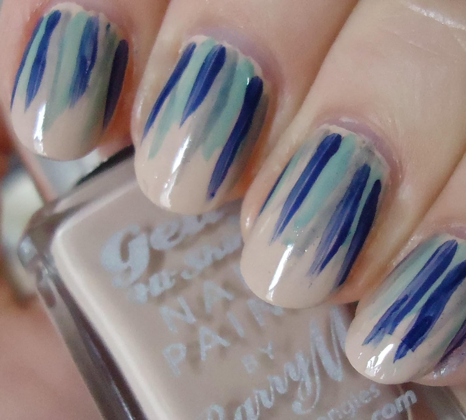 Waterfall nail art over Barry M's Lychee - wish I had a thinner nail ...