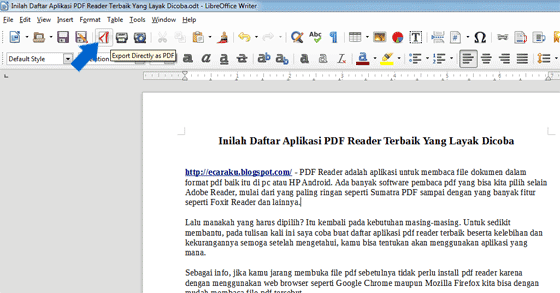 Cara Membuat File PDF Dengan LibreOffice Writer