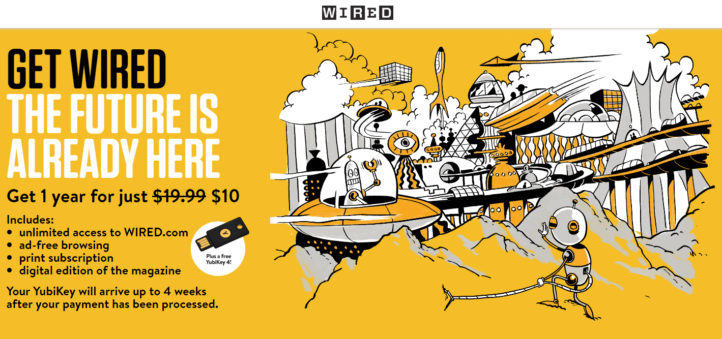 Chesbro on Security Wired Magazine Subscription + YubiKey 4 For Just 10