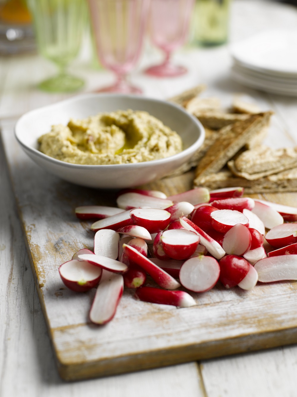 How To Make Toasted Garlic Hummus With Radishes