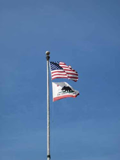 American and California Flags