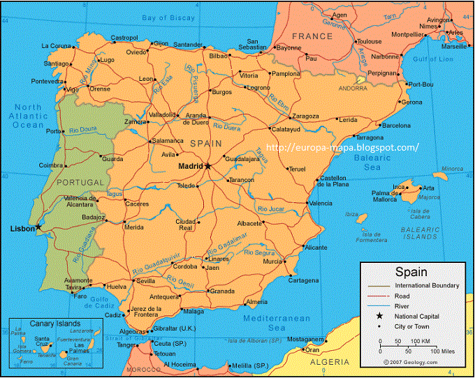 Mapa De España Fisico Ciudad
