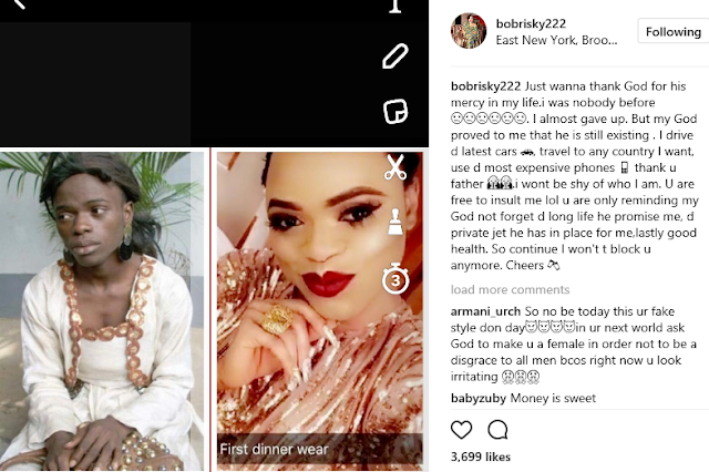 I was a nobody before. Today I drive the latest cars- Bobrisky goes down memory lane, shares photo of his arrest in 2011