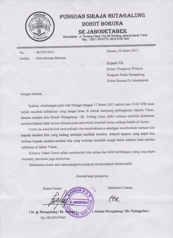 Contoh Surat Kebakaran Rumah