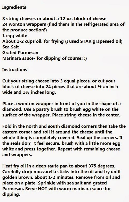 Cooking Recipes: Crispy Wonton Mozzarella Sticks