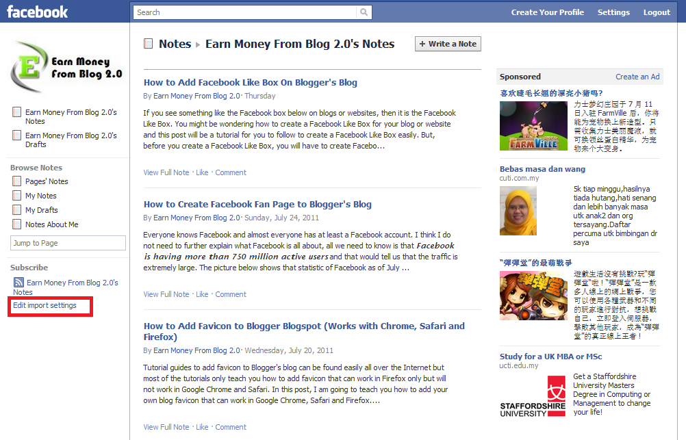 Welcome Home Buddy Automatically Import Blog Post Into Facebook Fan