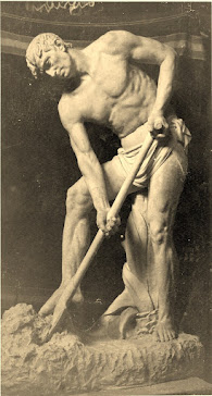 1940.- "El Enterrador". Original de marmol escultor Luis Causarás. Pompas funebres Barcelona.