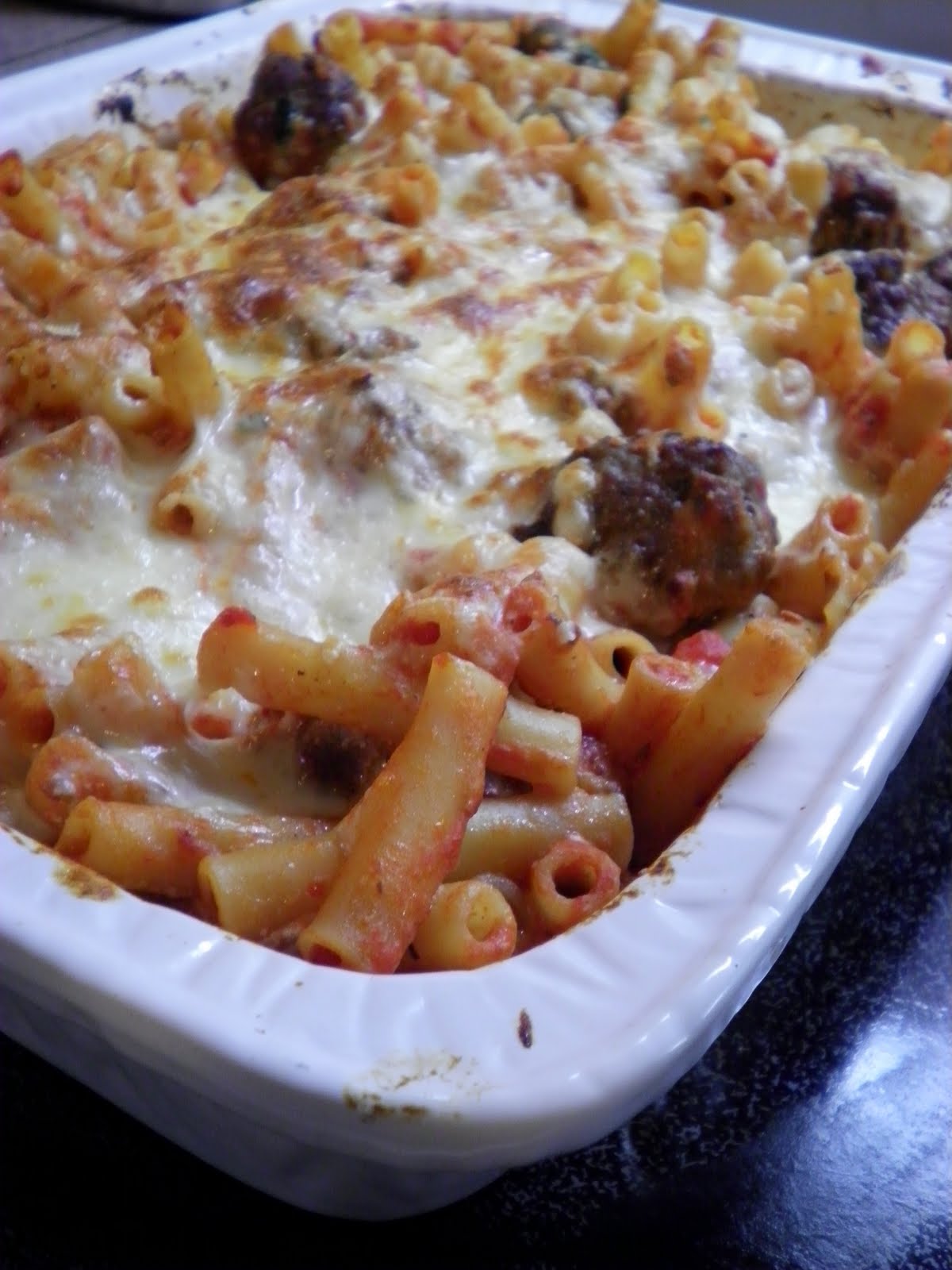 My Purple Kitchen Baked Ziti with Mini Meatballs