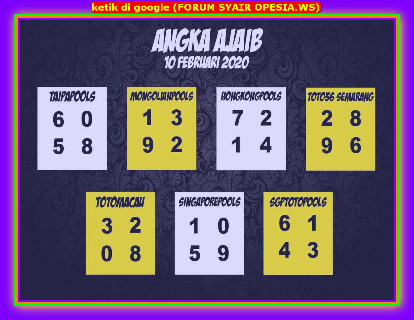 1 New Message Kode Syair Singapore 10 Februari 2020 Forum Syair Togel Hongkong Singapura Sydney