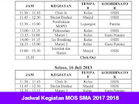 Jadwal Kegiatan MOS SMA 2017 2018