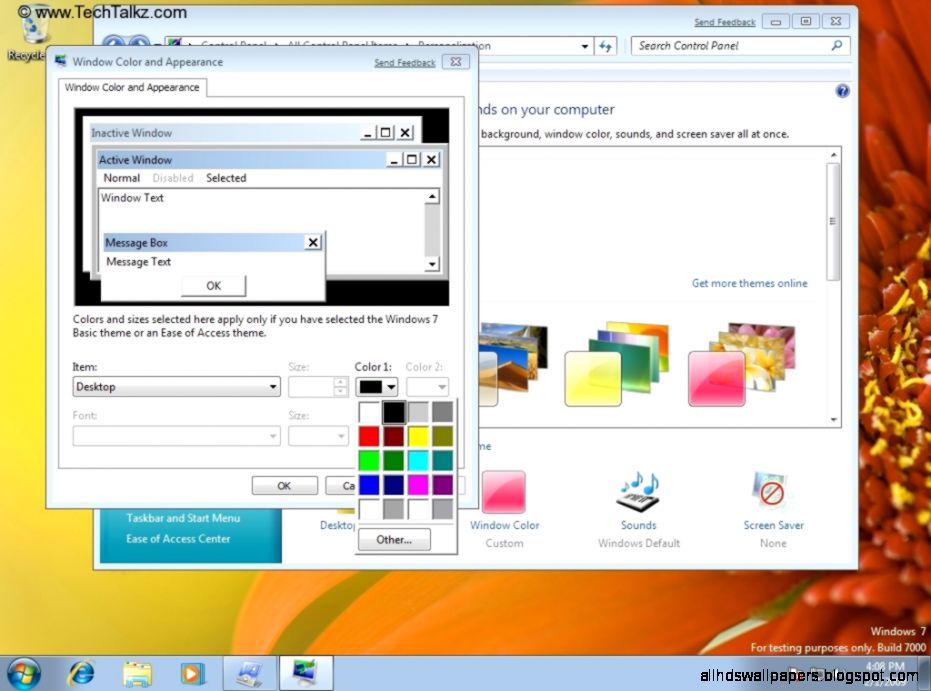 Change Desktop Color Windows 7