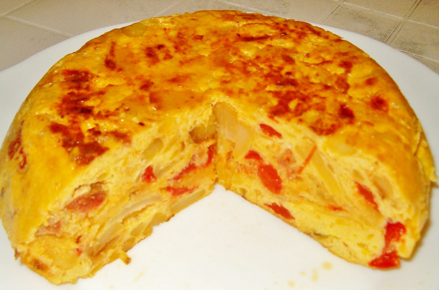 Tortilla de pimientos y chorizo Recetas de Cocina Cubana y Postres