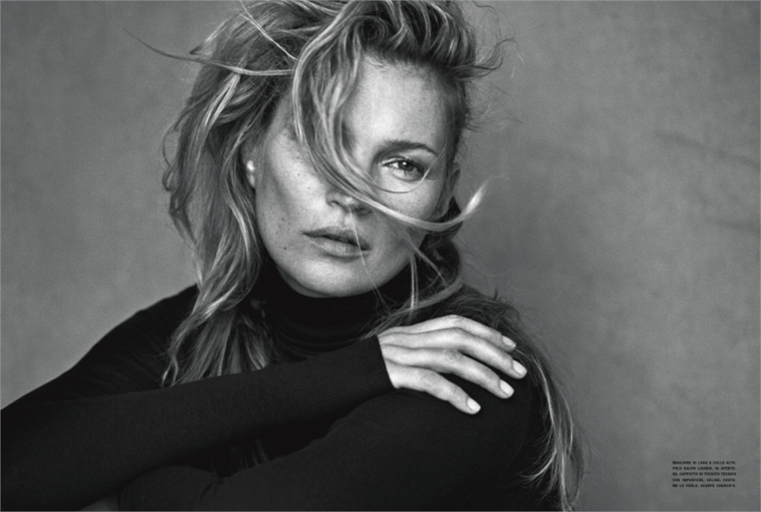 Kate Moss unretouched photos by Peter Lindbergh for Vogue Italia