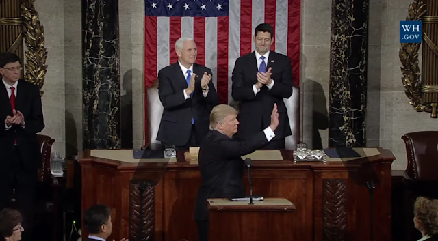 President Donald Trump State of the Union 2017 ending wave Joint Address to Congress conclusion