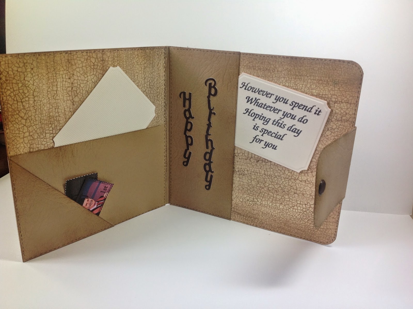 Handcrafted by Sally Leather Effect Birthday Card Wallet