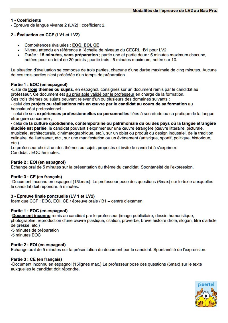 Exemple Thème Oral Espagnol Bac Pro I LOVE IDIOMAS : TMV2 - ESPAGNOL