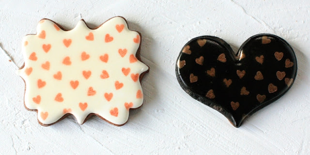 Rose gold airbrushed Valentine's Day cookies
