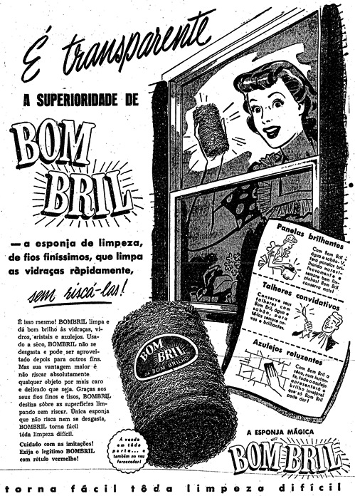 Propaganda do Bombril em 1952: um anúncio com rico texto para promoção da palha de aço.