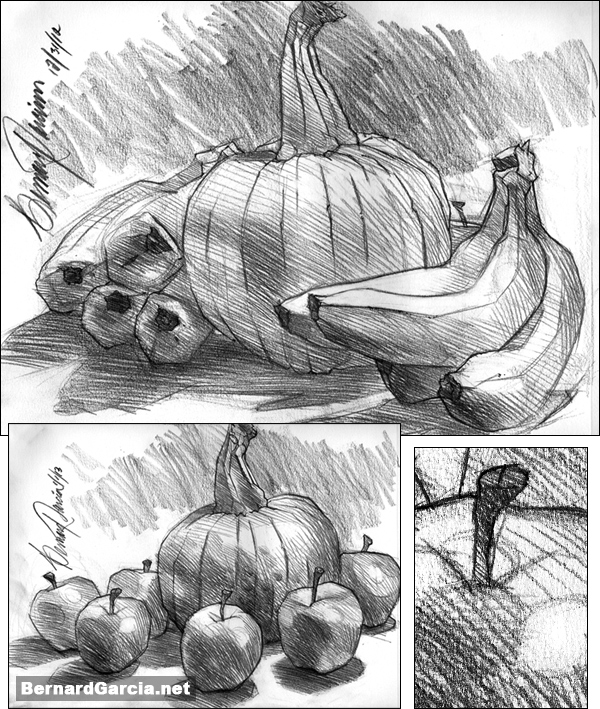 Drawing And Sketching By Artist Bernard Garcia New Years Still Life