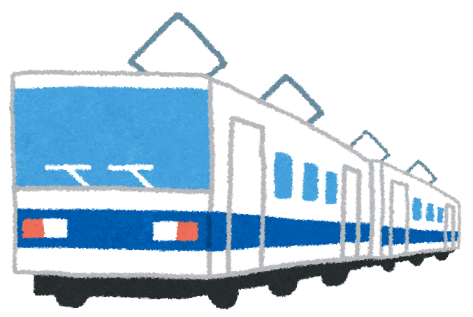 電車のイラスト 黄緑 オレンジ 赤 青ライン かわいいフリー素材集 いらすとや