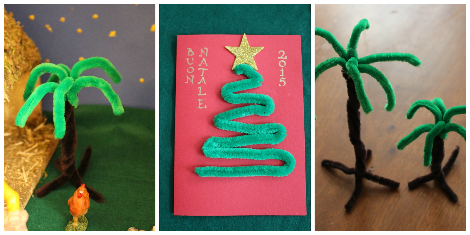 Mamma Gioca: Due idee con gli scovolini colorati: il biglietto albero di  Natale e l'alberello per il presepe