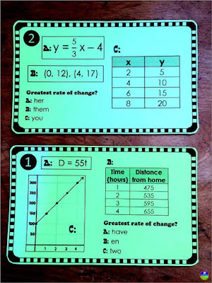 slope task cards Mystery Message!