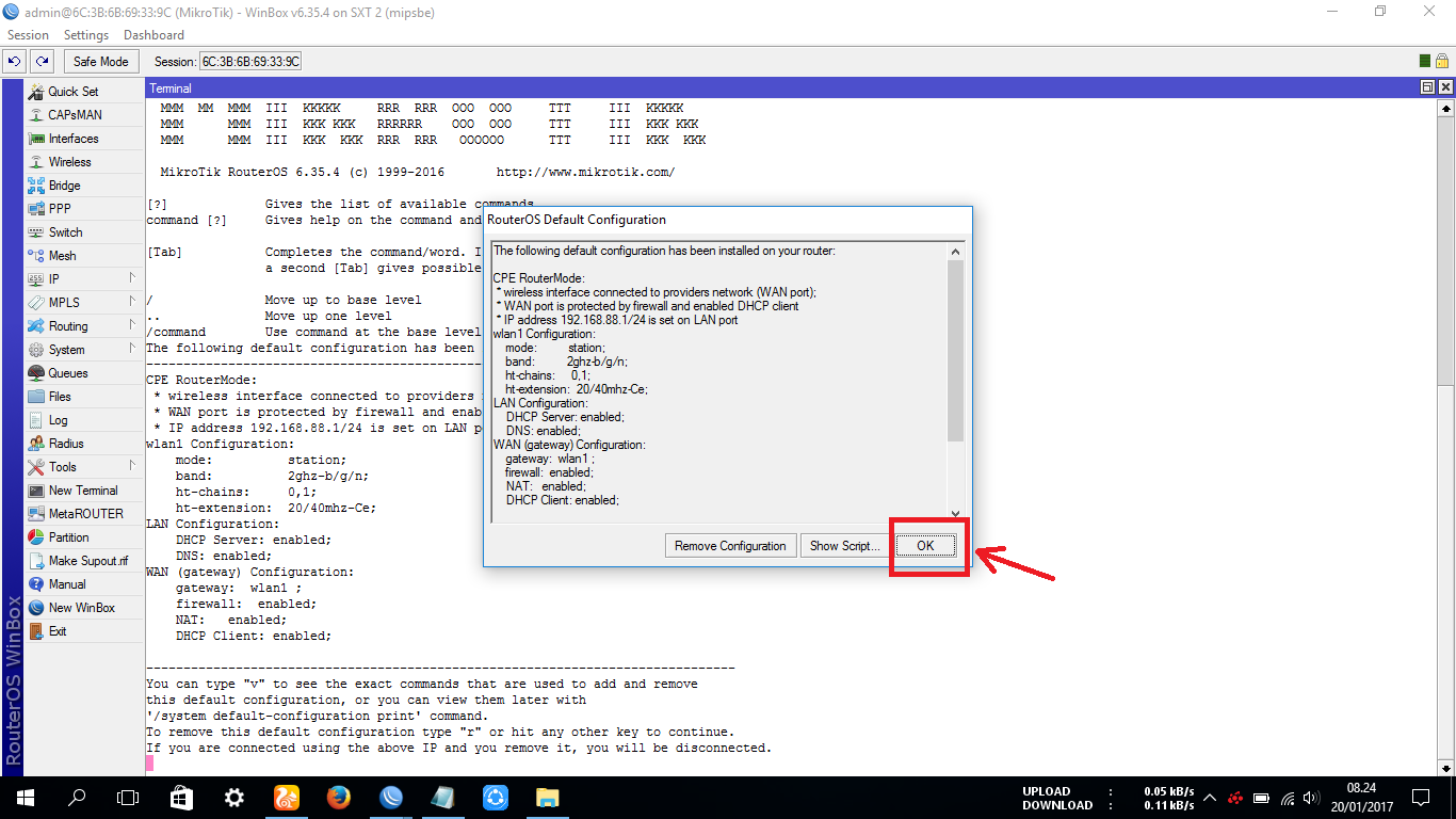 Gateway configuration. Ico default configuration.