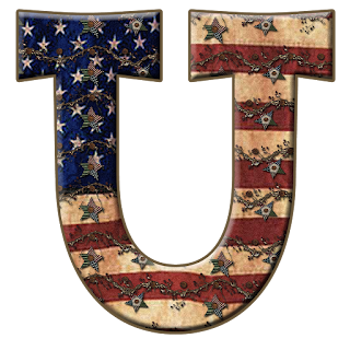 Alfabeto con Bandera de USA Vieja.  Alphabet with the USA Flag in Metal. 