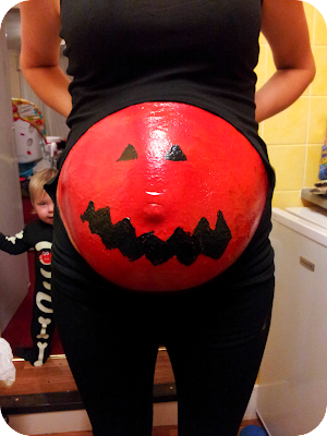 pregnant belly painted, maternity halloween costume, pregnant halloween, painted bump