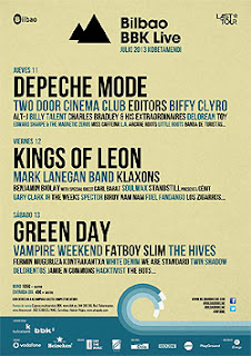Distribución por días y horarios del Bilbao BBK Live Festival 2013