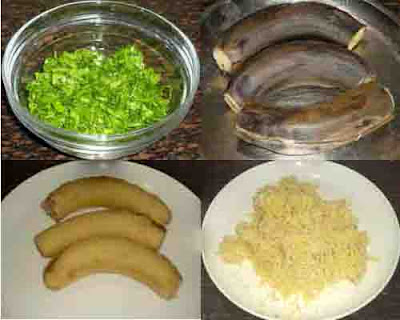 grate boiled banana and chop spinach