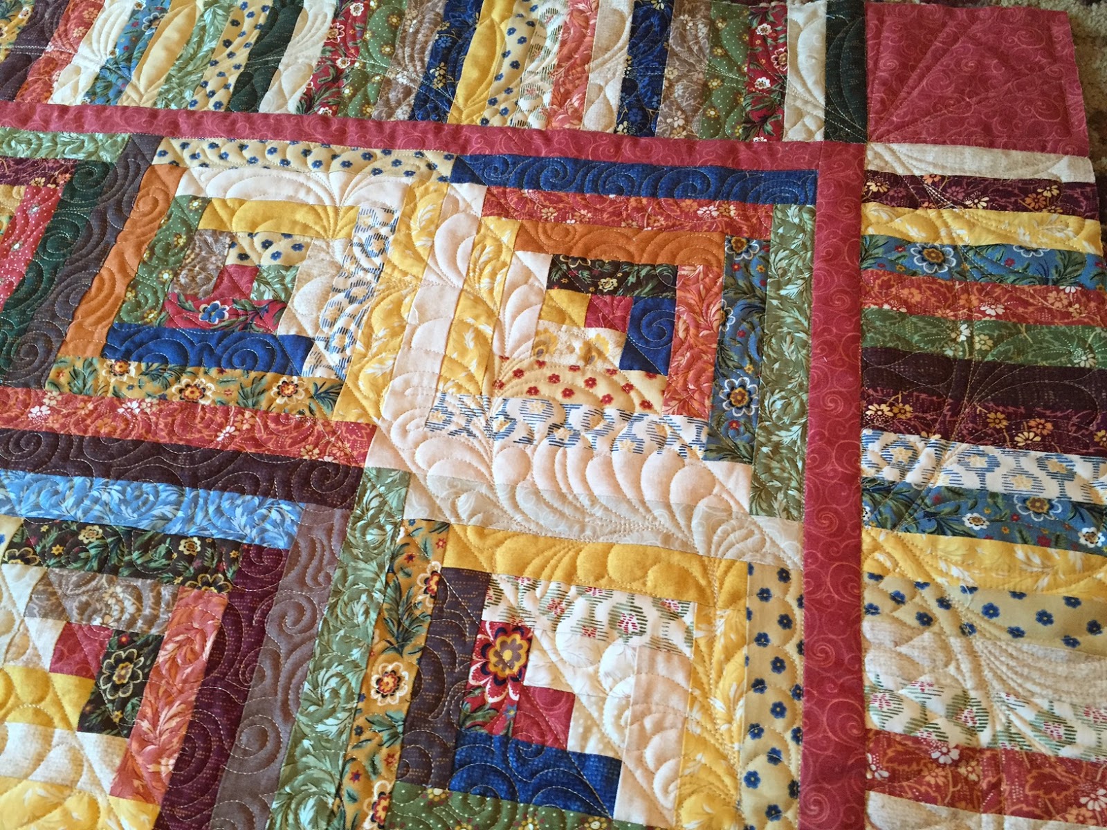 Carrie On The Prairie Barb's Log Cabin quilt