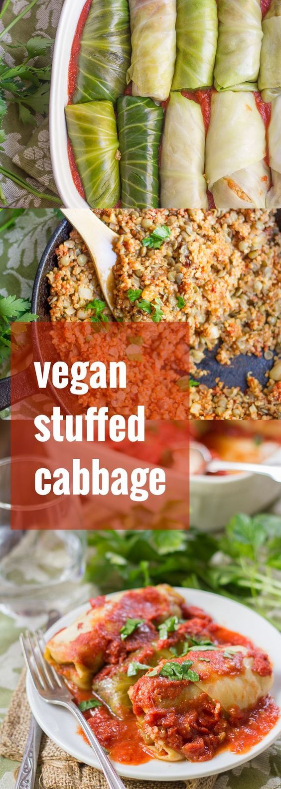 These stuffed vegan cabbage rolls are made with tender leaves of steamed cabbage wrapped around a savory, smoky mixture of quinoa and lentils, baked up in tomato sauce until piping hot.