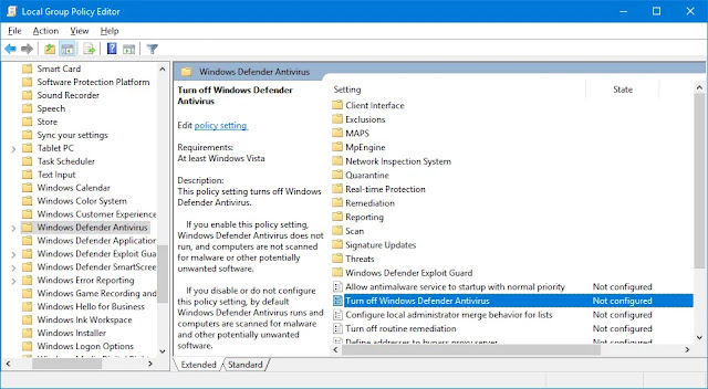 Mematikan Defender Permanen di Windows 10, Windows 8.1, Windows 7, Windows XP Mematikan Defender Permanen di Windows 10, Windows 8.1, Windows 7, Windows XP