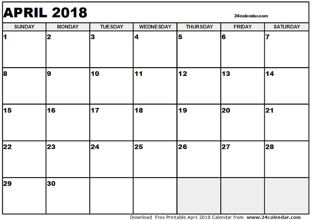 April 2018 Calendar, April 2018 Calendar Printable, April 2018 Calendar Template, April Calendar 2018, Free April 2018 Calendar