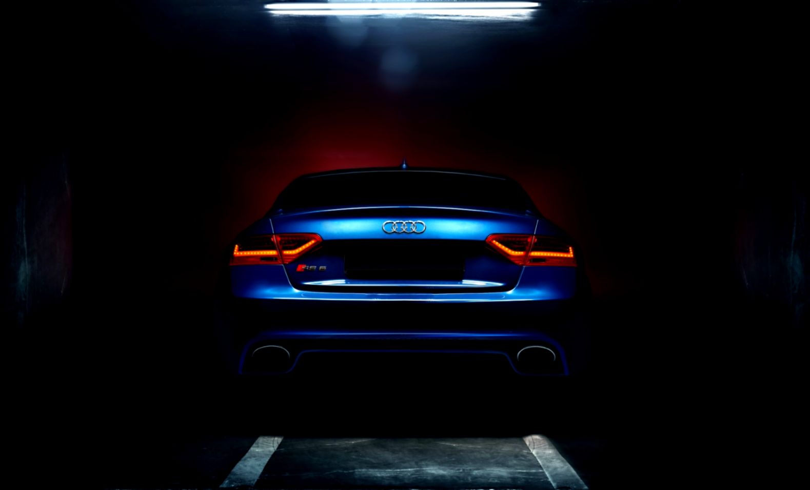 Audi Rs5 Coupe Tuning Blue Car Backlights Glow Hd Wallpaper