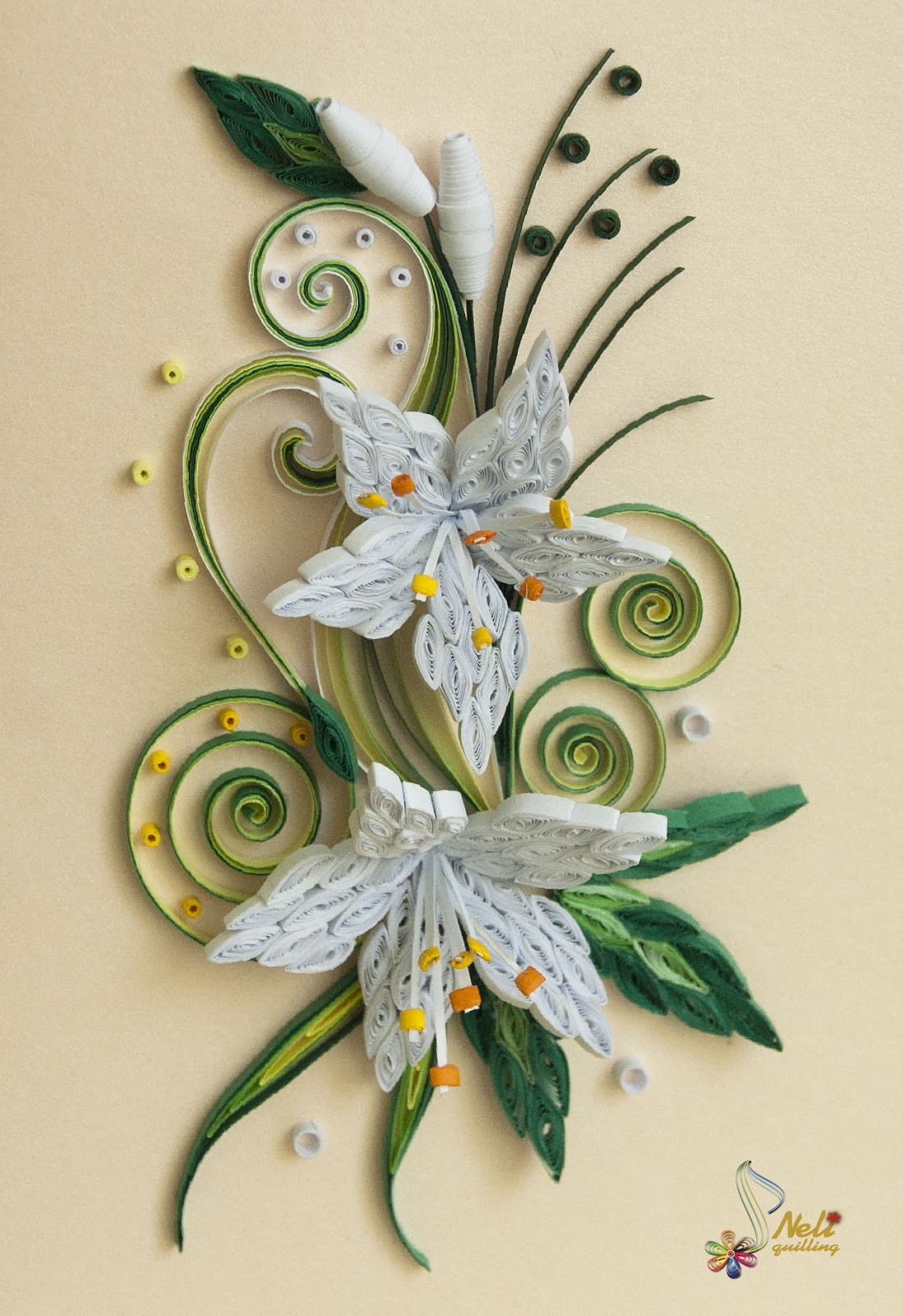 Neli Quilling Art Quilling card white flowers