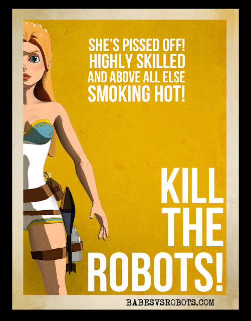 Tiny Spaceman's cool retro posters for the iPhone game, Babes vs. Robots