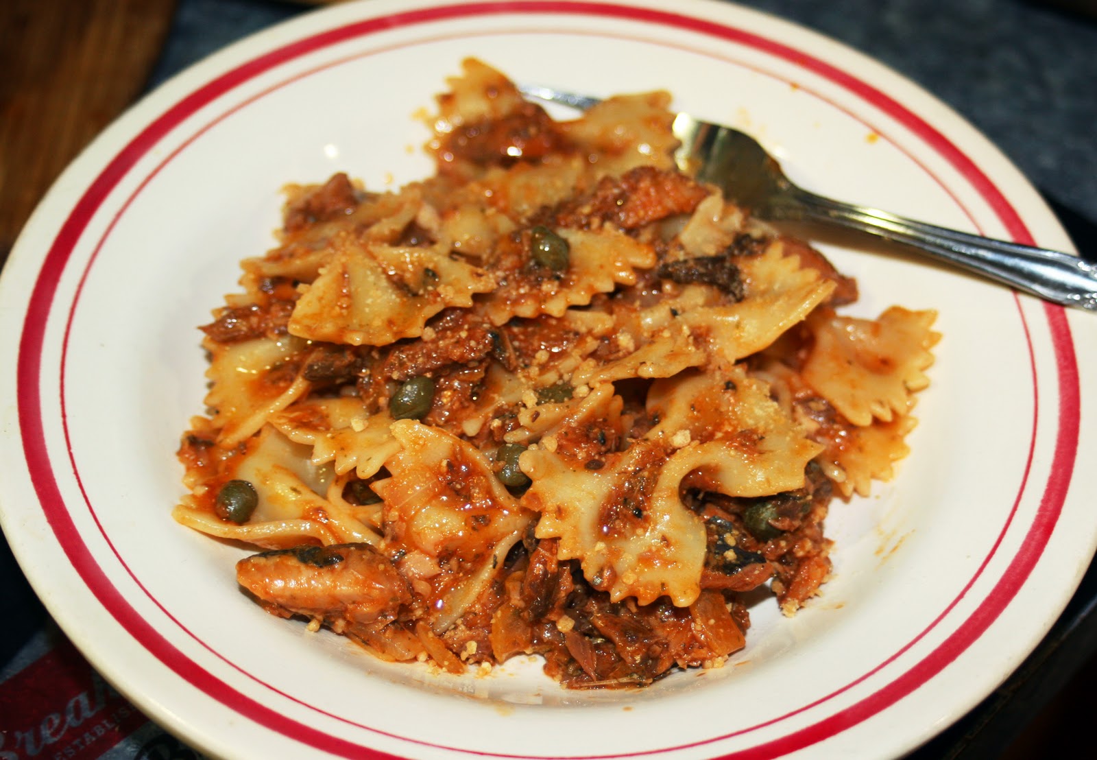 Farfalle Pasta with Sardines in Tomato Sauce