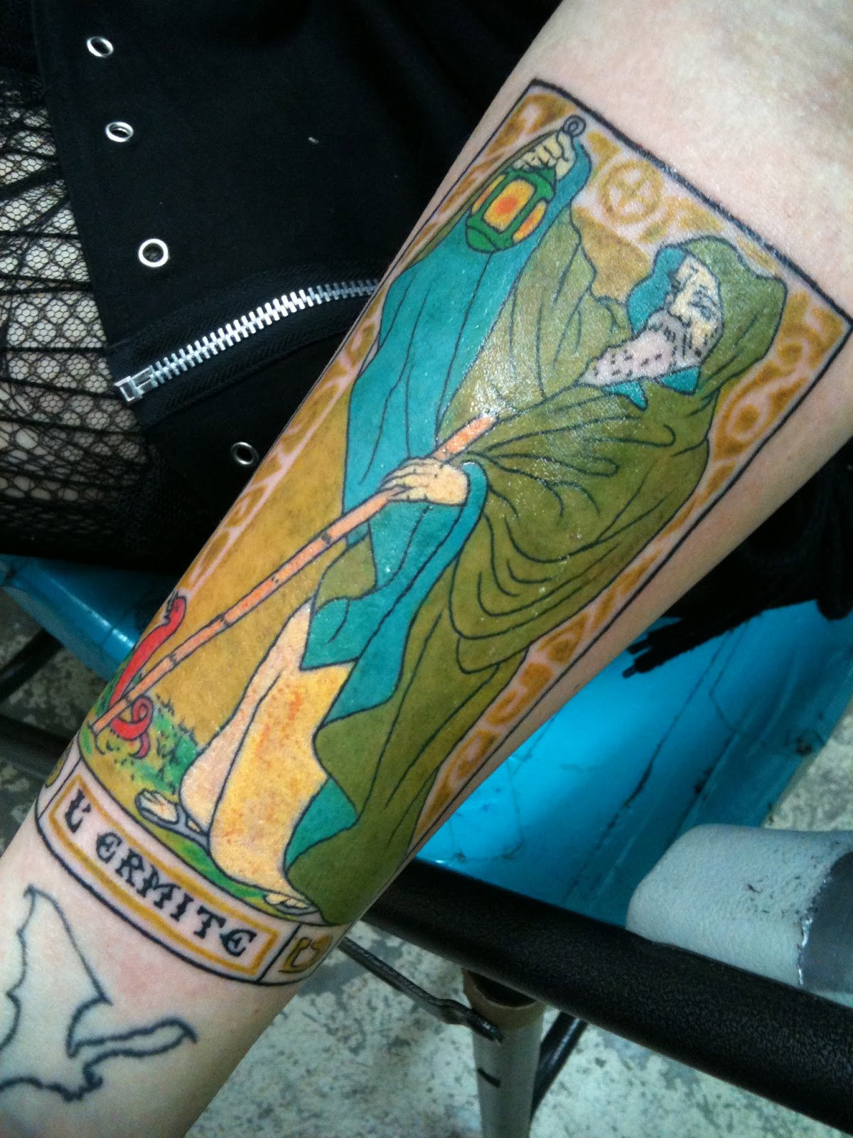 Allison Eckfeldt: My Hermit Tarot Card tattoo on my left arm