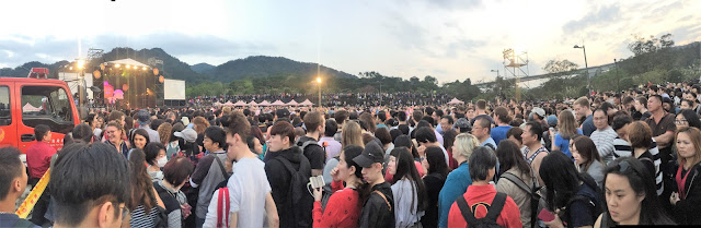 crowd people showgraound pingxi sky lantern festival taiwan