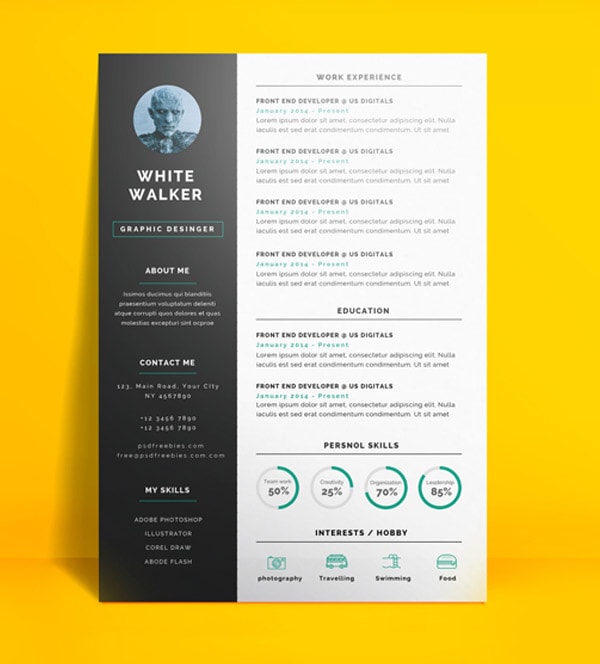 Freebie : Simple and Clean Resume CV Template PSD Template Resume / CV Terbaru 2017 - Freebie : Simple and Clean Resume CV Template PSD
