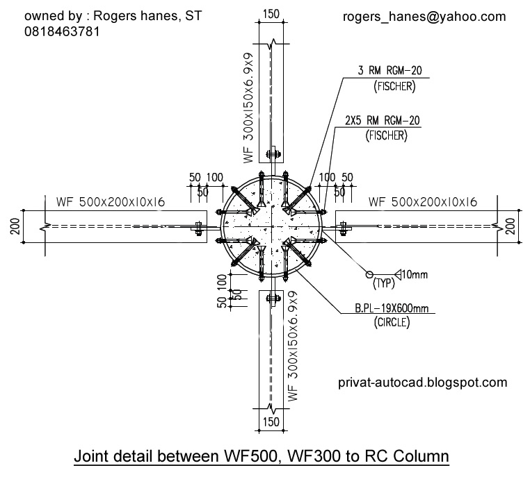 PRIVAT AutoCAD Profesional: Detail Sambungan Baja WF350 dan WF500 ke