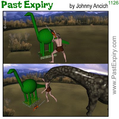 [CARTOON] The First Topiary. 3D, animals, cartoon, caveman, dinosaur, prehistoric, 
<br />