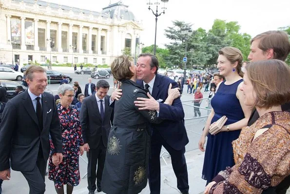 Maria Teresa, Duke Guillaume, Duchess Stephanie and Prince Louis, Princess Stephanie wore Hobbs Abigale dress