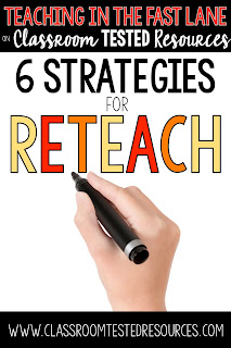 Six strategies to try while you reteach a concept. The 2nd one is so powerful!!